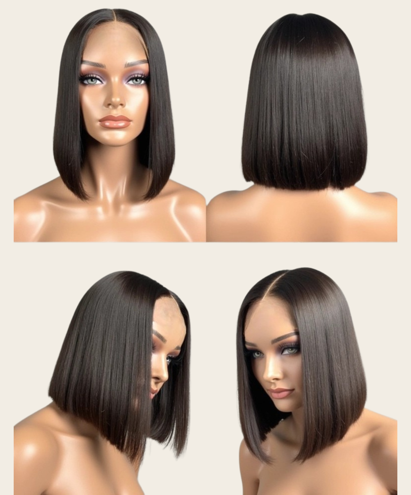 ✨ Single Drawn 4x4 Glueless Straight Wig — Natural Black (100% Human Hair) - 8" - 18"