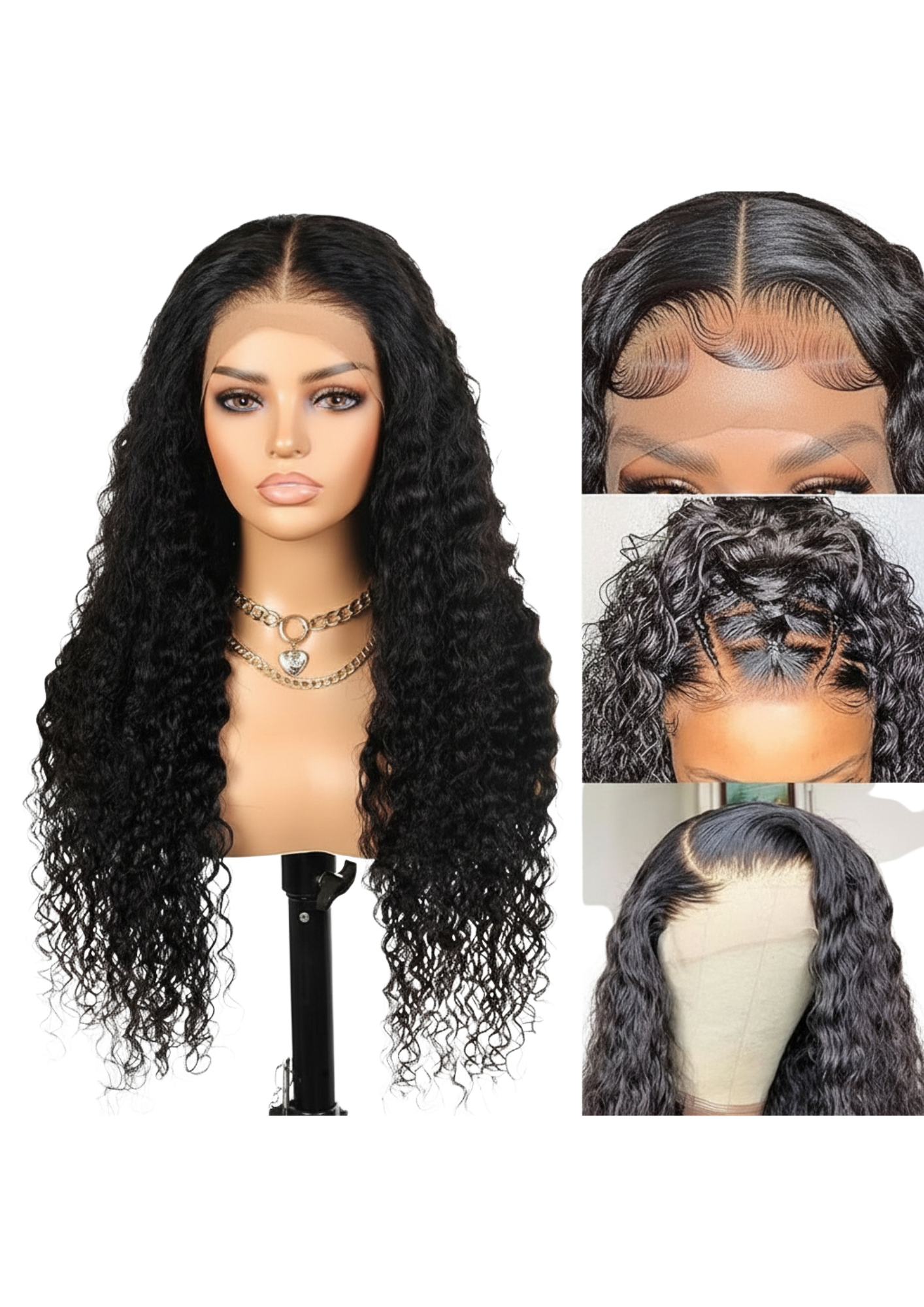 ✨ 15A Glueless 13x4 Lace Front Curly Wig – Jet Black (1B) – Premium Luxury (14”–30”)