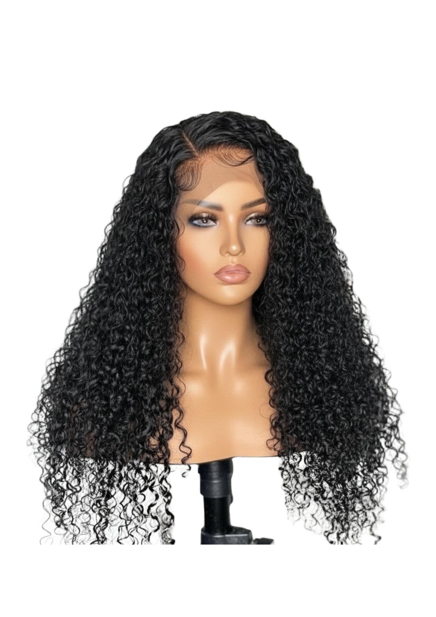 ✨ 15A Glueless 4x4 Lace Closure Curly Wig – Jet Black (1B) – 100% Human Hair (14”–30”)