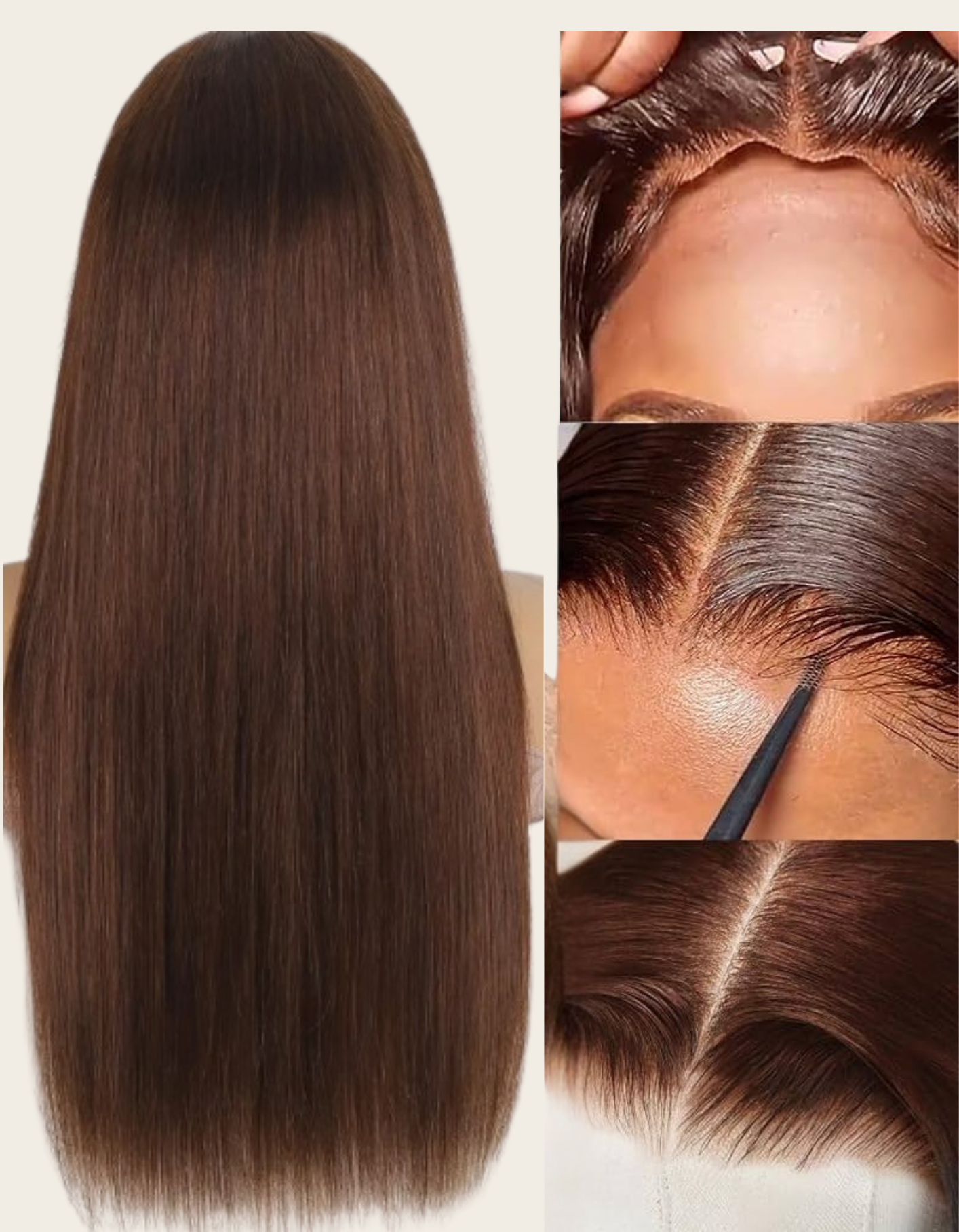 ✨ Double Drawn 4x4 Straight Wig — Chocolate Brown (100% Human Hair) - 10" - 20"