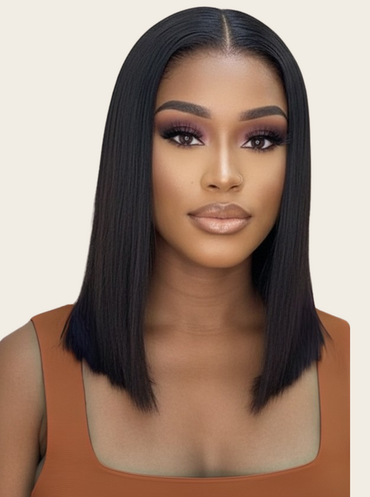 ✨ Single Drawn 4x4 Glueless Straight Wig — Natural Black (100% Human Hair) - 8" - 18"