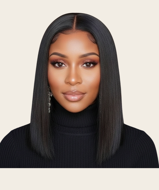 ✨ Single Drawn 4x4 Glueless Straight Wig — Natural Black (100% Human Hair) - 8" - 18"