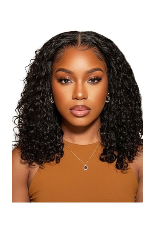 ✨ 14A Full Frontal Kinky Curly Bob Wig Black — 100% Human Hair — Inches 12 to 16