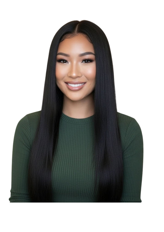 ✨ 360° Lace Invisible Strap Straight Wig – Jet Black (1) – Glueless Luxury (20”–28”)