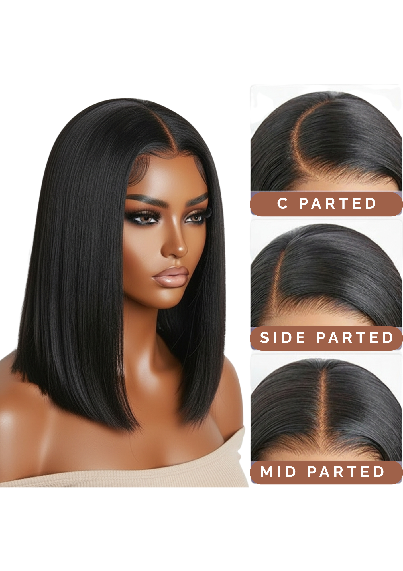 ✨ Double-Drawn 13x4 HD Lace Frontal Straight Wig – Glueless, 1B Natural Black (14”–20”)