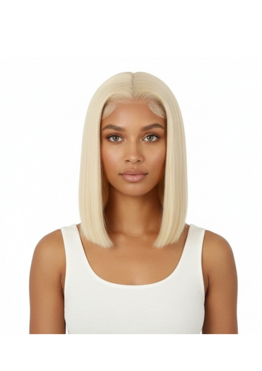 ✨ Single Drawn Full Frontal Blonde Bob Wig — 100% Human Hair — Inches 10 & 12