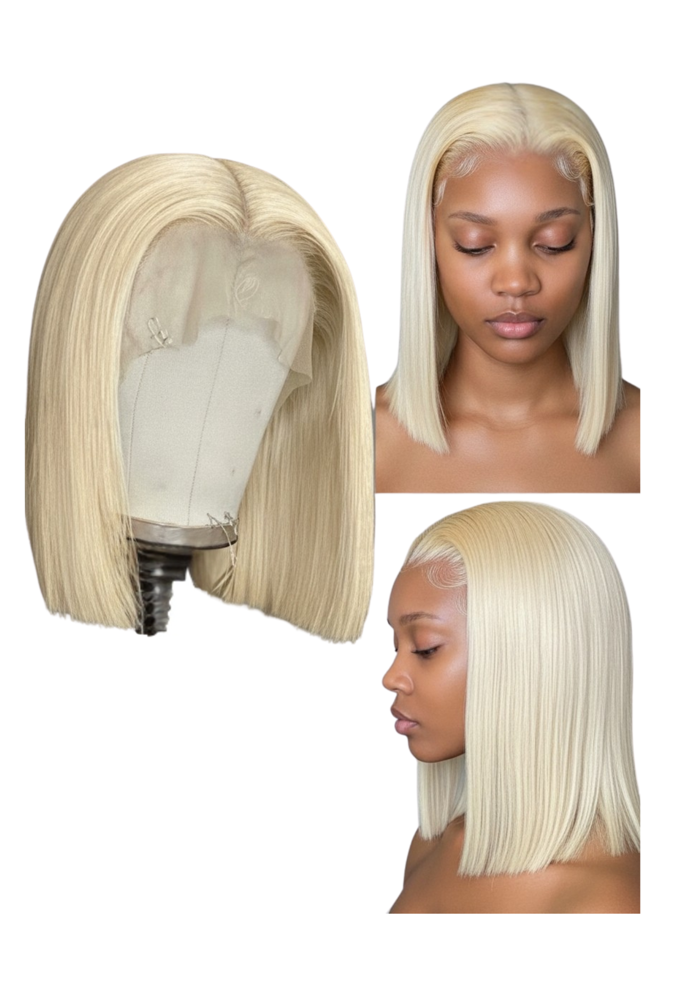 ✨ Single Drawn Full Frontal Blonde Bob Wig — 100% Human Hair — Inches 10 & 12