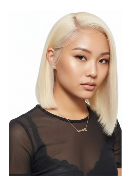 ✨ Double Drawn Full Frontal Blonde Bob Wig — 100% Human Hair — Inches 12 & 14