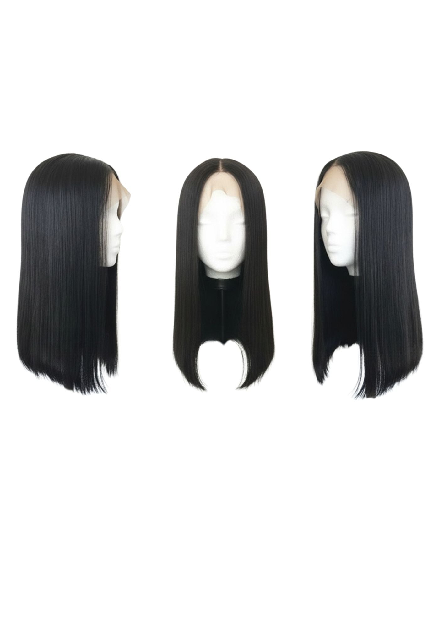 ✨ Double-Drawn 13x4 HD Lace Frontal Straight Wig – Glueless, 1B Natural Black (14”–20”)