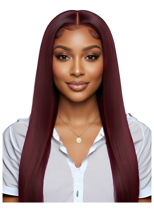 ✨ 13x4 Double Drawn Straight Wig — #99J Burgundy — 100% Human Hair — Lace Front