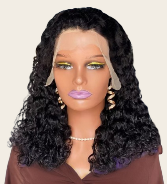 ✨ Double Drawn 13x4 Full Frontal Curly Wig — Natural Black (100% Human Hair) - 10” to 20”