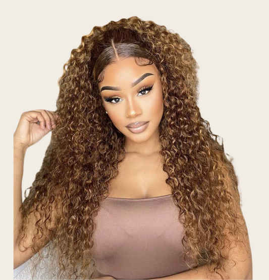 ✨ Double Drawn 13x4 Full Frontal Curly Wig — #4 Brown (100% Human Hair) - 14" to 20"