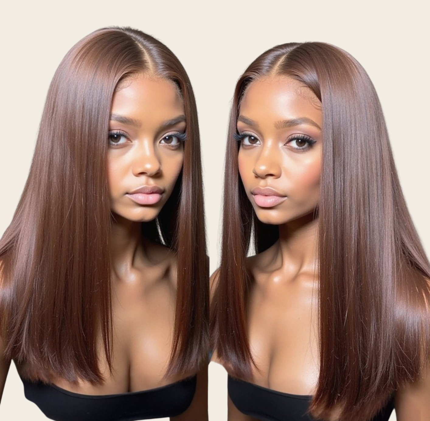 ✨ Double Drawn 4x4 Straight Wig — Chocolate Brown (100% Human Hair) - 10" - 20"