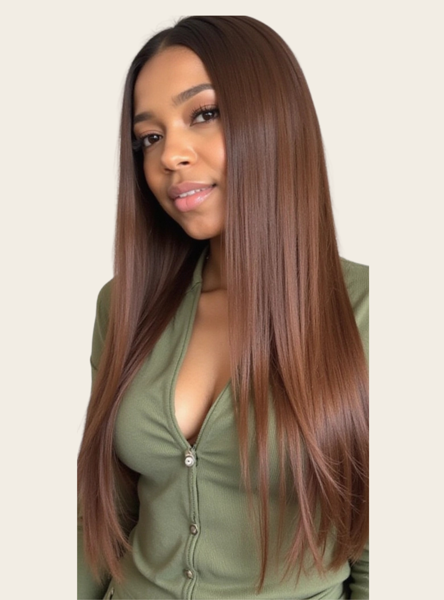 ✨ Double Drawn 4x4 Straight Wig — Chocolate Brown (100% Human Hair) - 10" - 20"