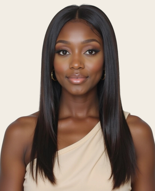 ✨ Single Drawn 13x4 Glueless Straight Wig — Natural Black (1B) — 100% Human Hair - 8" - 16"