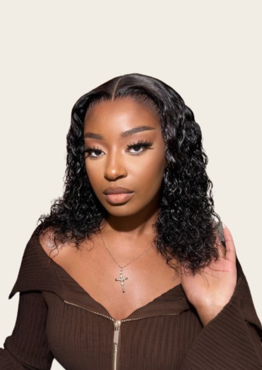 ✨ Single Drawn 13x4 Glueless Curly Wig — Natural Black (100% Human Hair) - 8" - 16"