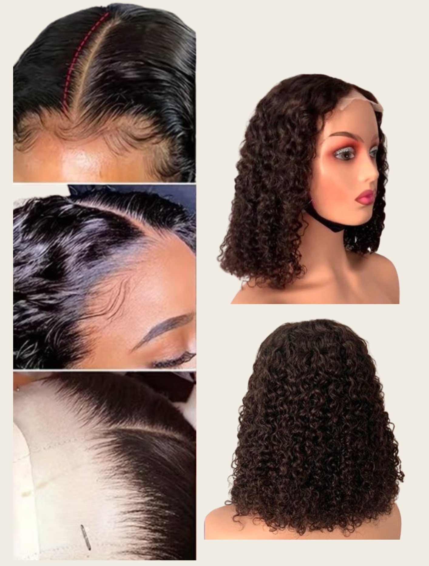 ✨ Single Drawn 13x4 Glueless Curly Wig — Natural Black (100% Human Hair) - 8" - 16"