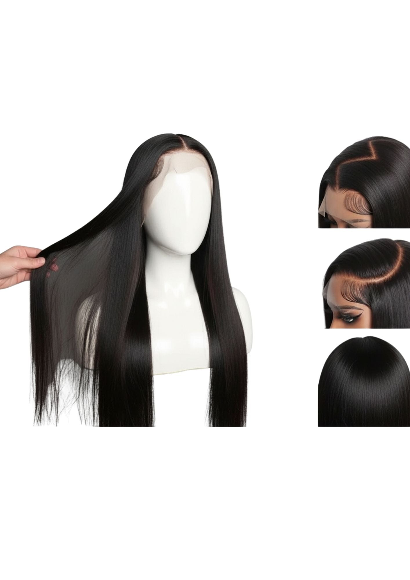 ✨ 360° Lace Invisible Strap Straight Wig – Jet Black (1) – Glueless Luxury (20”–28”)