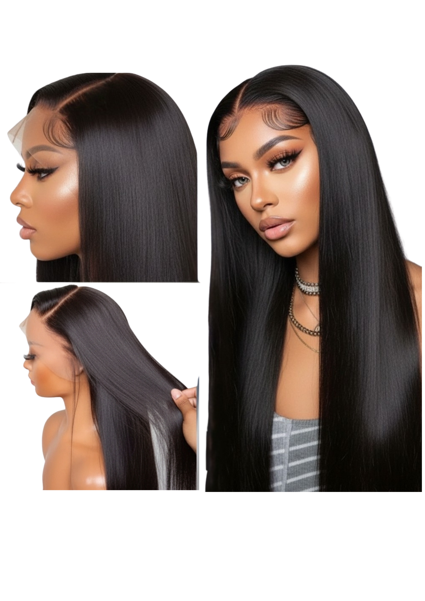 ✨ 14A 13x4 Silky Straight Lace Front Wig — Natural Black — 100% Human Hair — Inches 18 to 28