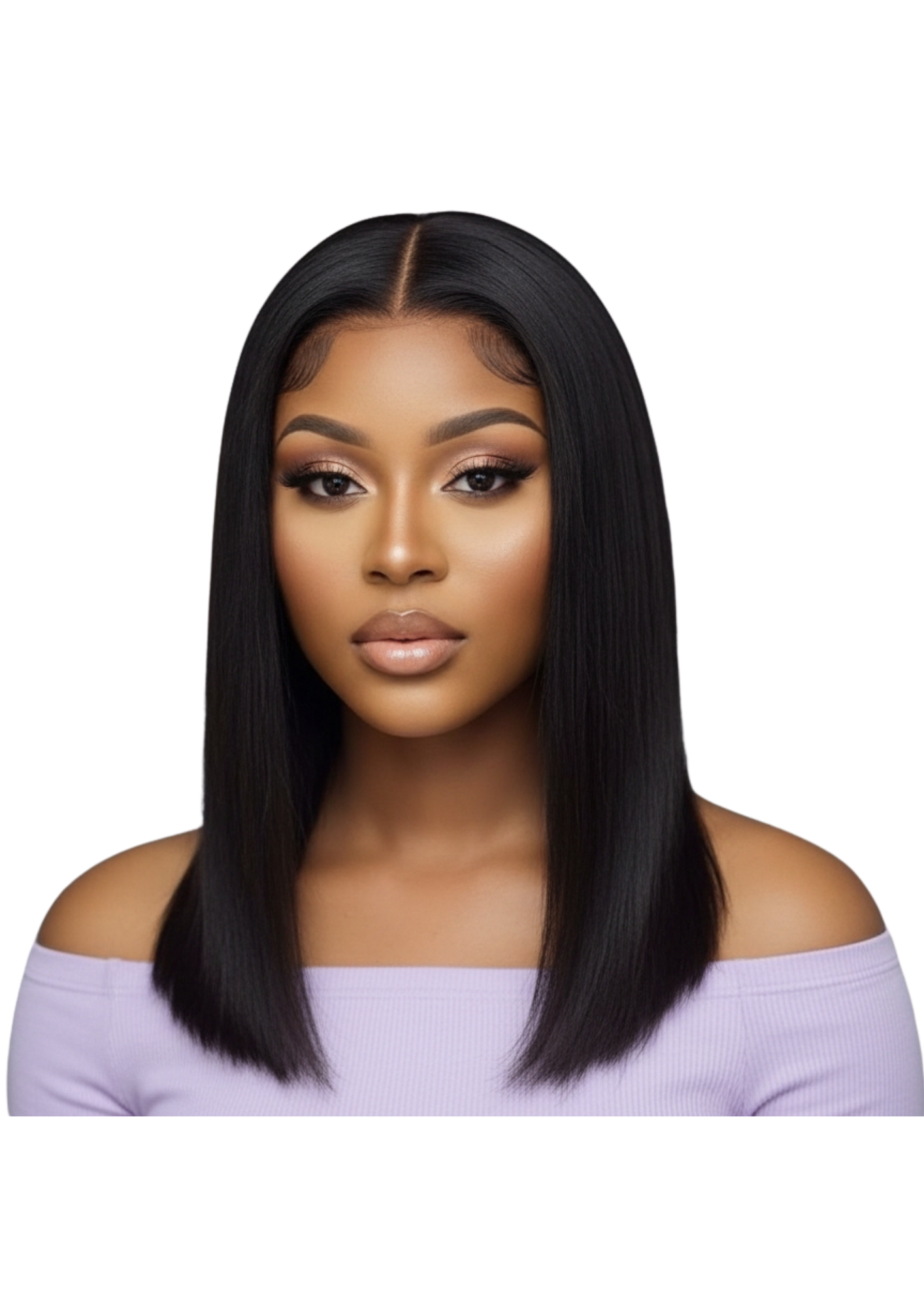 ✨ Double-Drawn 13x4 HD Lace Frontal Straight Wig – Glueless, 1B Natural Black (14”–20”)